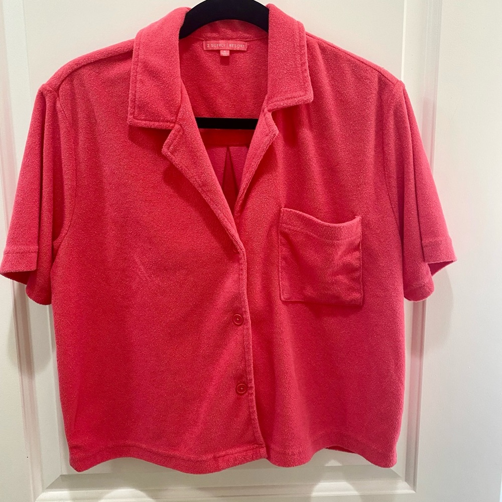 NWOT Z SUPPLY Resort Loop Terry Shirt Strawberry Color - Picture 3 of 4